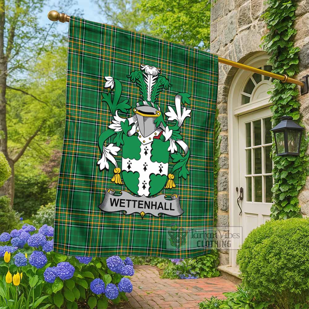 Wettenhall Irish Clan Tartan Flag with Coat of Arms