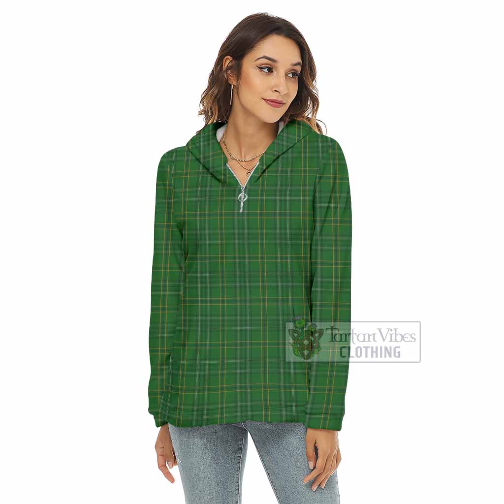 Tartan Vibes Clothing Wexford County Ireland Tartan Women's Borg  Half Zip Fleece Hoodie