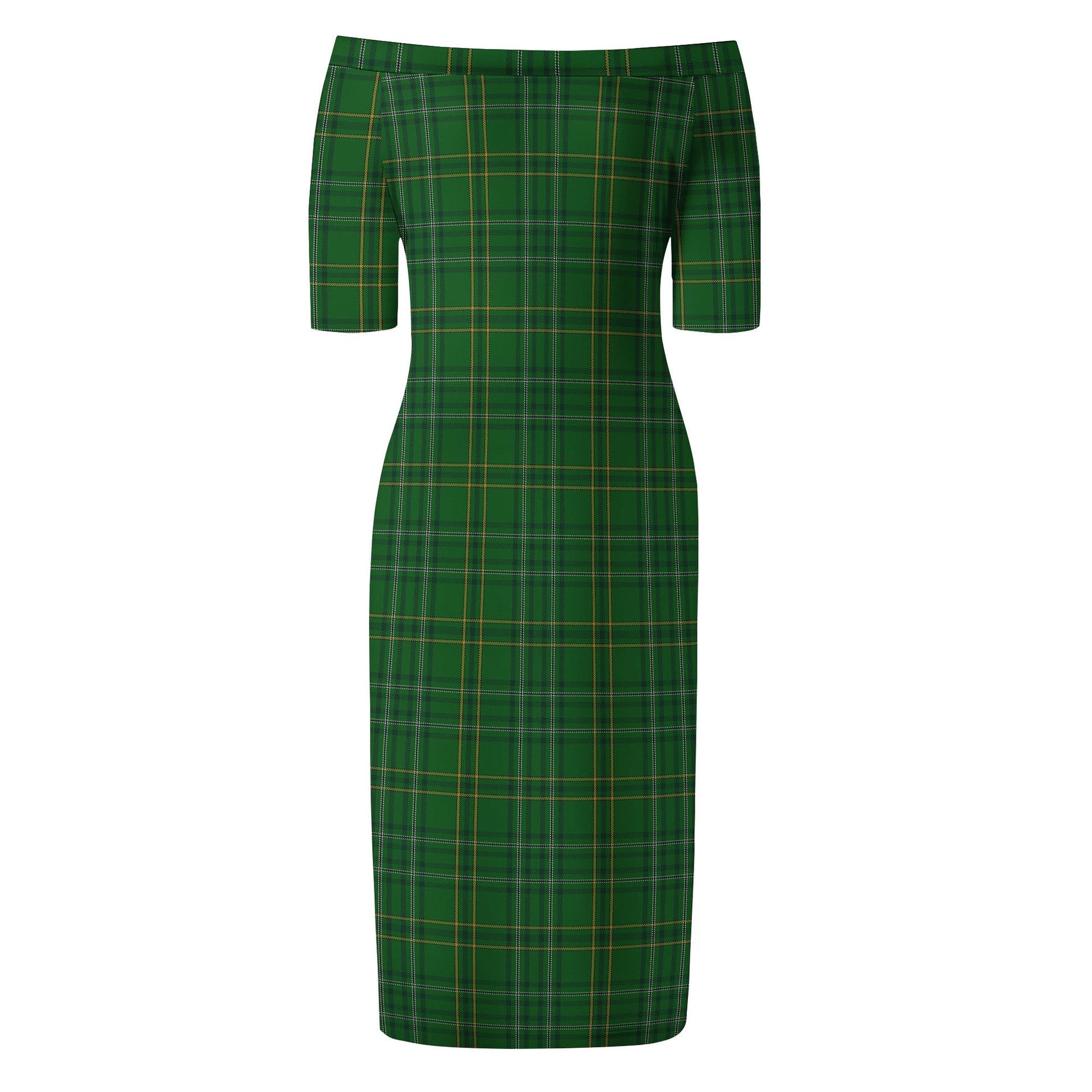 Wexford County Ireland Tartan Off Shoulder Lady Dress - Tartanvibesclothing