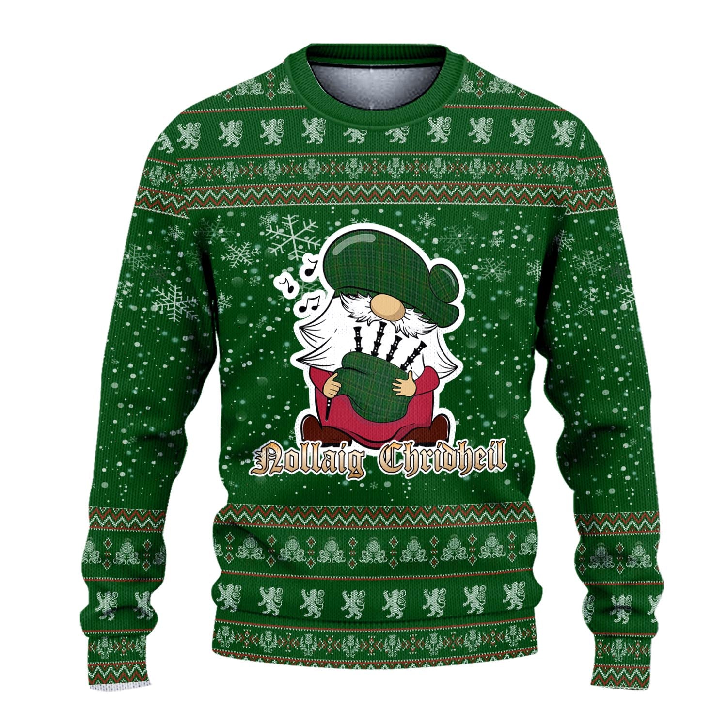 Wexford County Ireland Clan Christmas Family Knitted Sweater with Funny Gnome Playing Bagpipes - Tartanvibesclothing