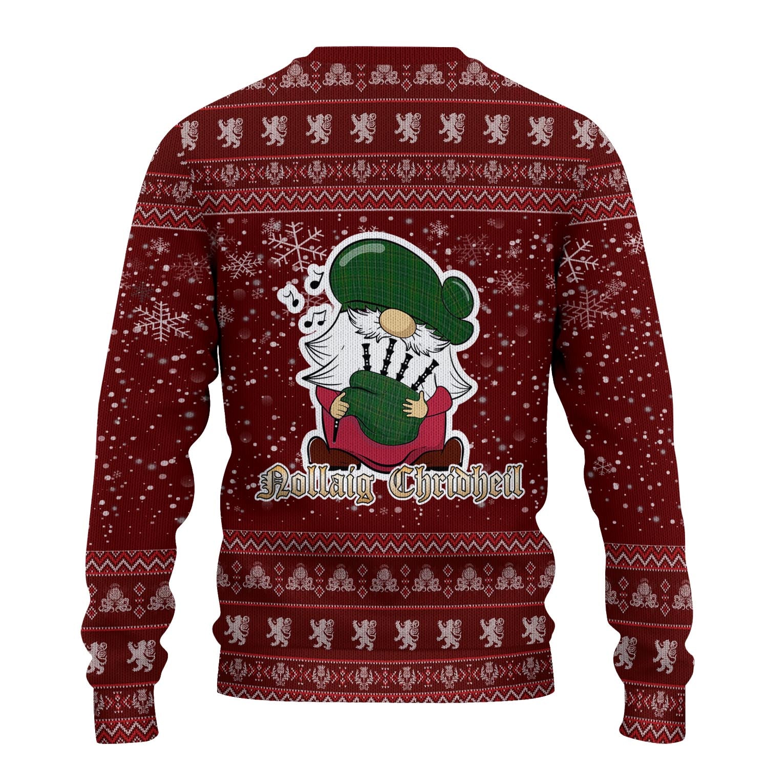 Wexford County Ireland Clan Christmas Family Knitted Sweater with Funny Gnome Playing Bagpipes - Tartanvibesclothing
