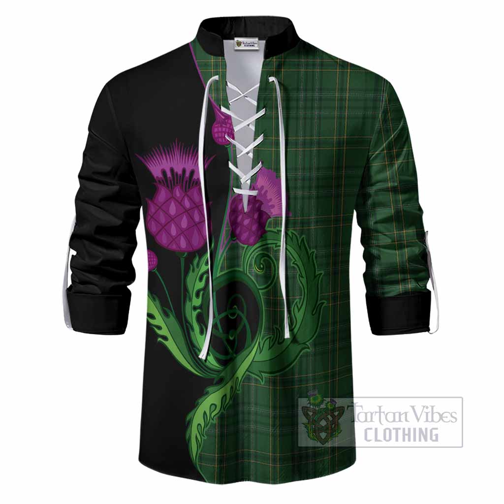 Wexford County Ireland Tartan Ghillie Shirt Traditional Scottish Thistle