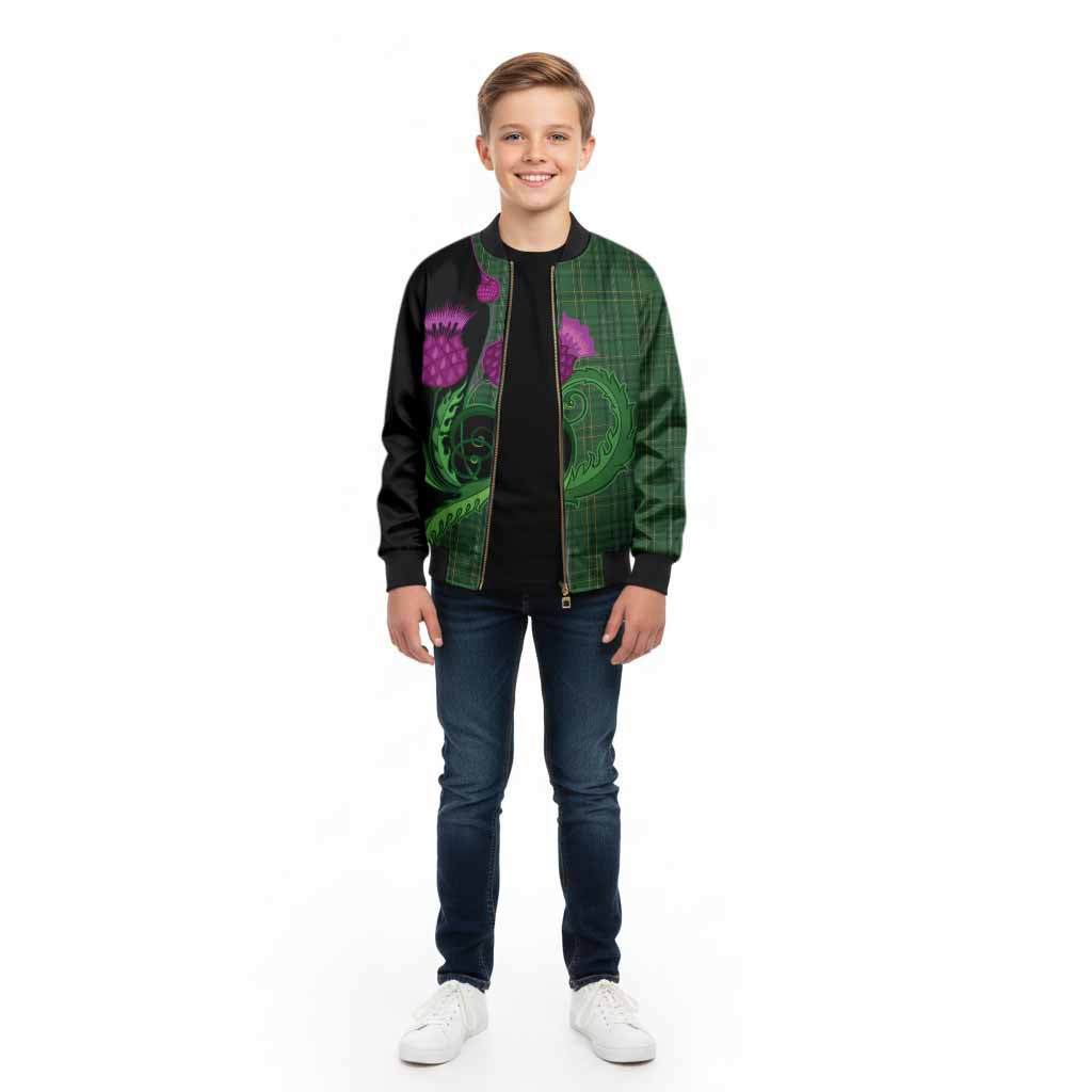 Wexford County Ireland Tartan Kid Bomber Jacket Traditional Scottish Thistle