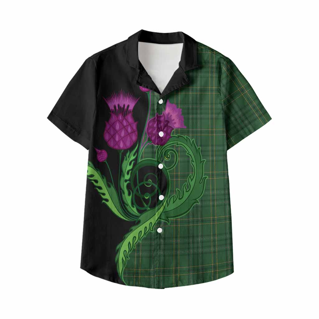 Wexford County Ireland Tartan Kid Hawaiian Shirt Traditional Scottish Thistle