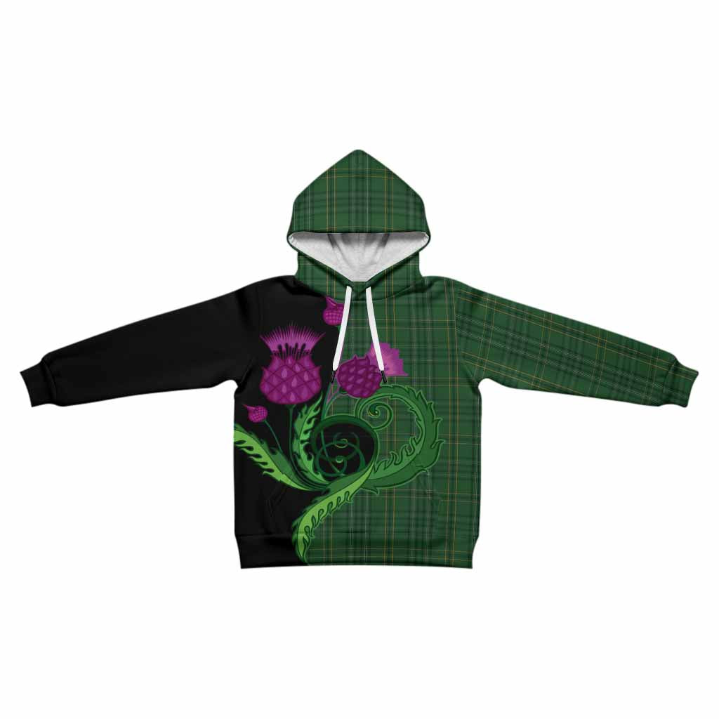 Wexford County Ireland Tartan Kid Hoodie Traditional Scottish Thistle