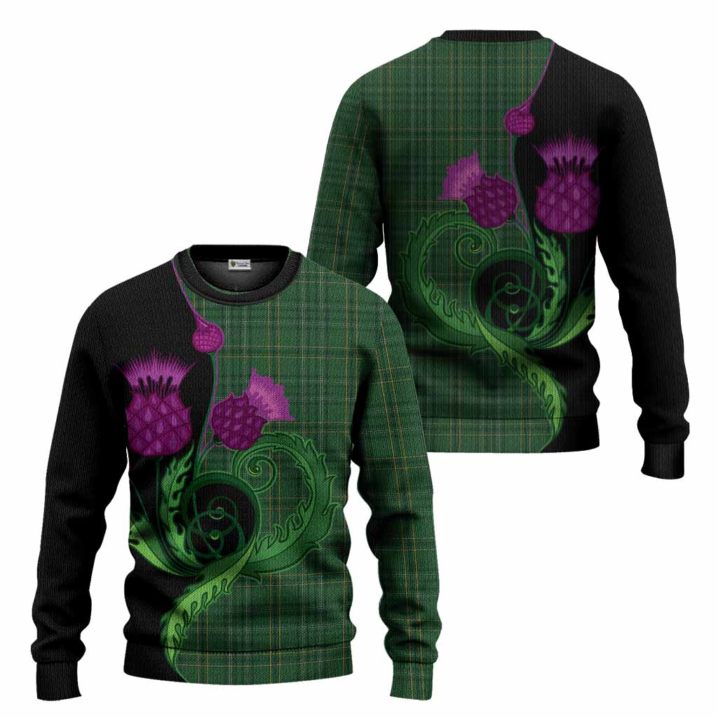 Wexford County Ireland Tartan Knitted Sweater Traditional Scottish Thistle