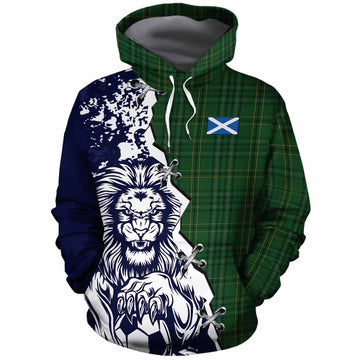 Wexford County Ireland Tartan Scottish Cotton Hoodie Angry Lion With Soccer Ball Style