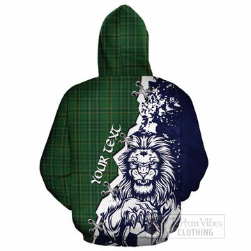 Wexford County Ireland Tartan Scottish Cotton Hoodie Angry Lion With Soccer Ball Style