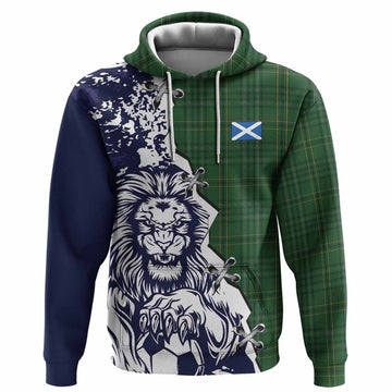 Wexford County Ireland Tartan Scottish Hoodie Angry Lion With Soccer Ball Style
