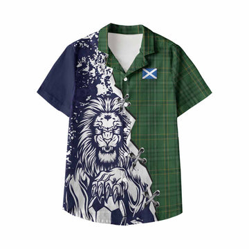 Wexford County Ireland Tartan Scottish Kid Hawaiian Shirt Angry Lion With Soccer Ball Style Kid - Tartan Vibes Clothing