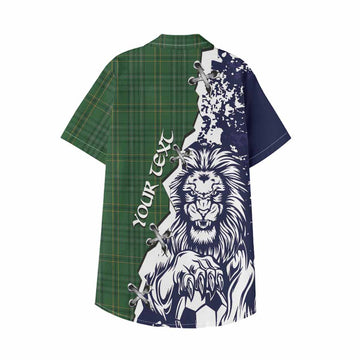 Wexford County Ireland Tartan Scottish Kid Hawaiian Shirt Angry Lion With Soccer Ball Style - Tartan Vibes Clothing
