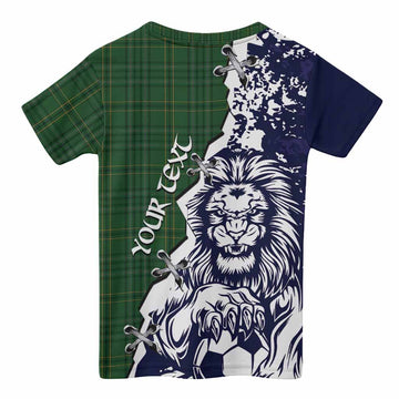 Wexford County Ireland Tartan Scottish Kid T-shirt Angry Lion With Soccer Ball Style - Tartan Vibes Clothing