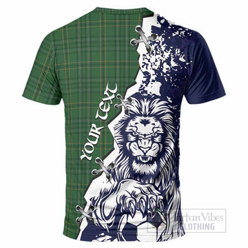 Wexford County Ireland Tartan Scottish T-Shirt Angry Lion With Soccer Ball Style