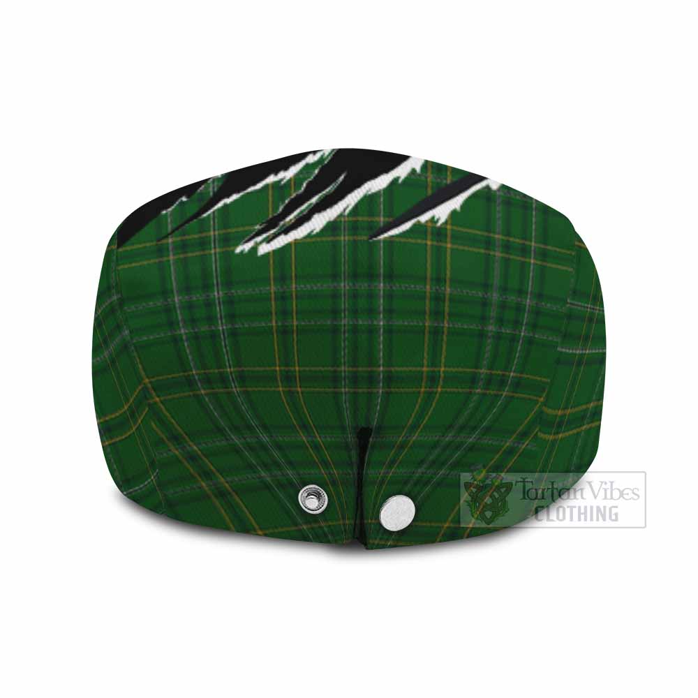 Wexford Tartan Loch Ness Monster Flat Cap, Jeff Cap Celtic Knot Nessie Art