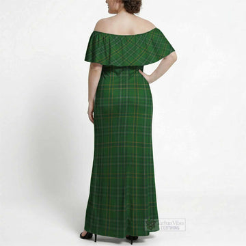 Wexford Tartan Off Shoulder Ruffle Maxi Dress
