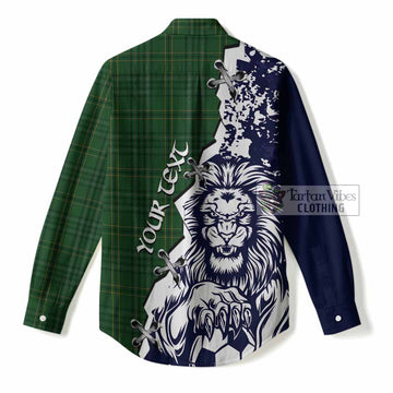 Wexford Tartan Scottish Women Casual Shirt Angry Lion With Soccer Ball Style