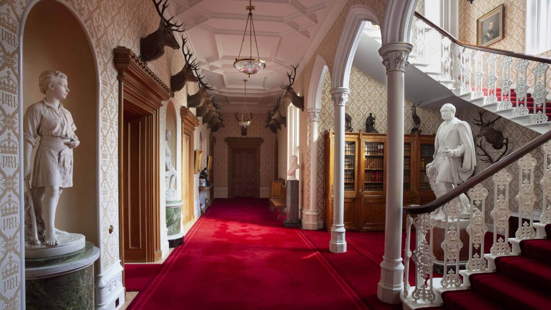 Balmoral Castle interior hallway Scots Baronial style architecture Scotland
