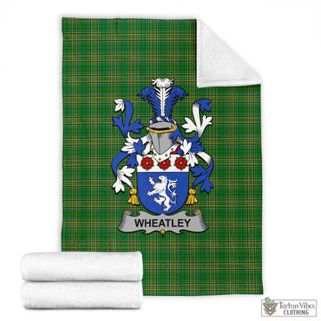 Tartan Vibes Clothing Wheatley Irish Clan Tartan Blanket with Coat of Arms