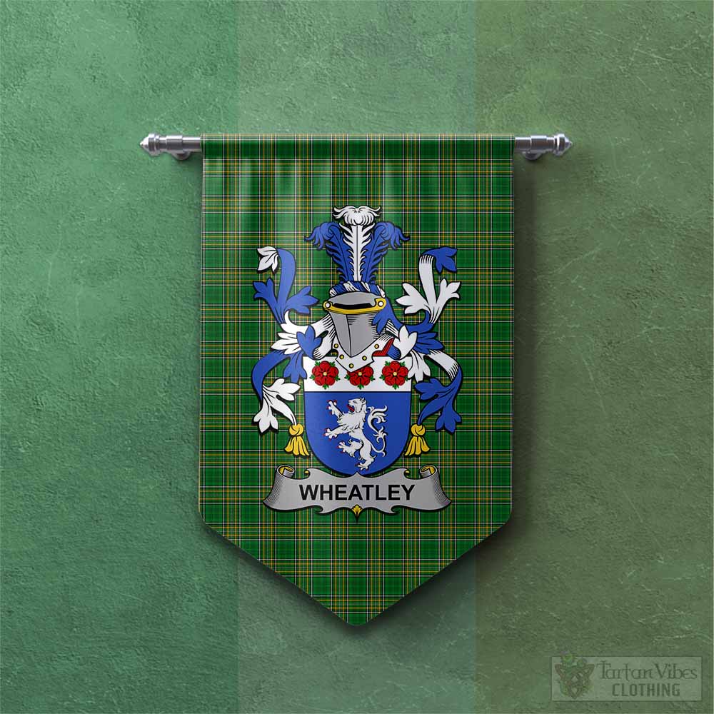 Tartan Vibes Clothing Wheatley Irish Clan Tartan Gonfalon, Tartan Banner with Coat of Arms