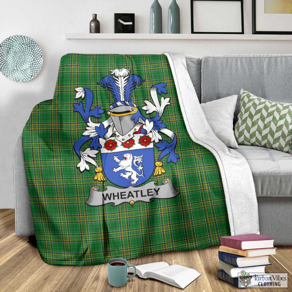 Tartan Vibes Clothing Wheatley Irish Clan Tartan Blanket with Coat of Arms