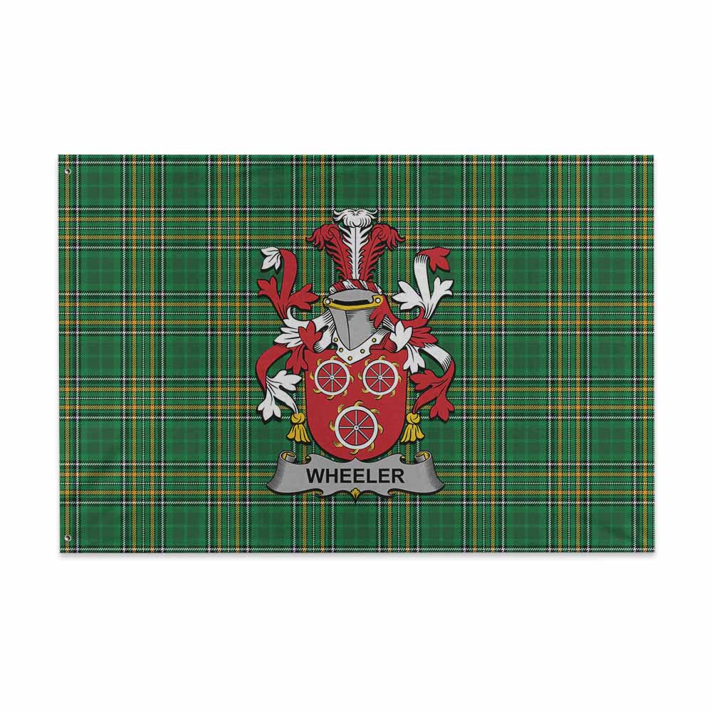 Tartan Vibes Clothing Wheeler Irish Clan Tartan House Flag with Coat of Arms