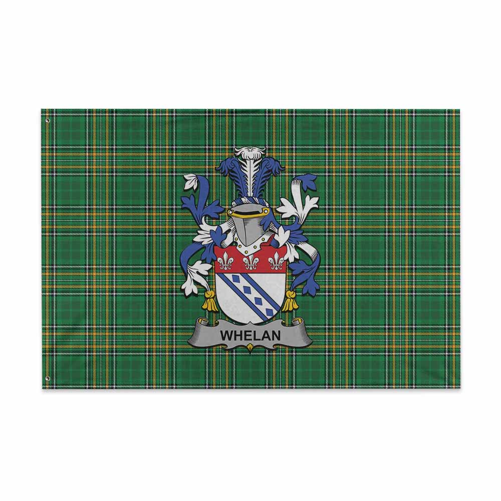 Tartan Vibes Clothing Whelan Irish Clan Tartan House Flag with Coat of Arms