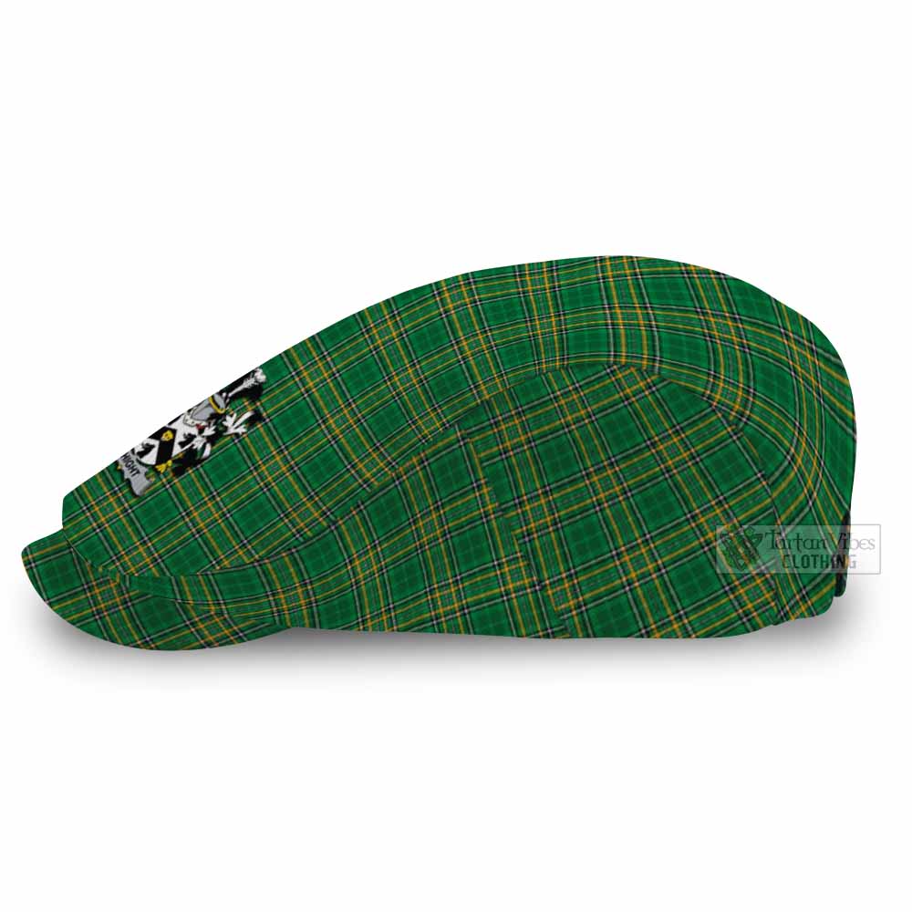 Whight Irish Clan Tartan Jeff Cap, Tartan Flat Cap with Coat of Arm - Tartan Vibes Clothing
