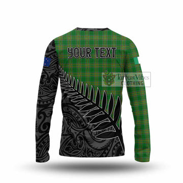 Whitchurch Irish Clan Tartan Long Sleeve T-Shirt with Coat of Arms New Zealand Silver Fern Half Style - Tartan Vibes Clothing