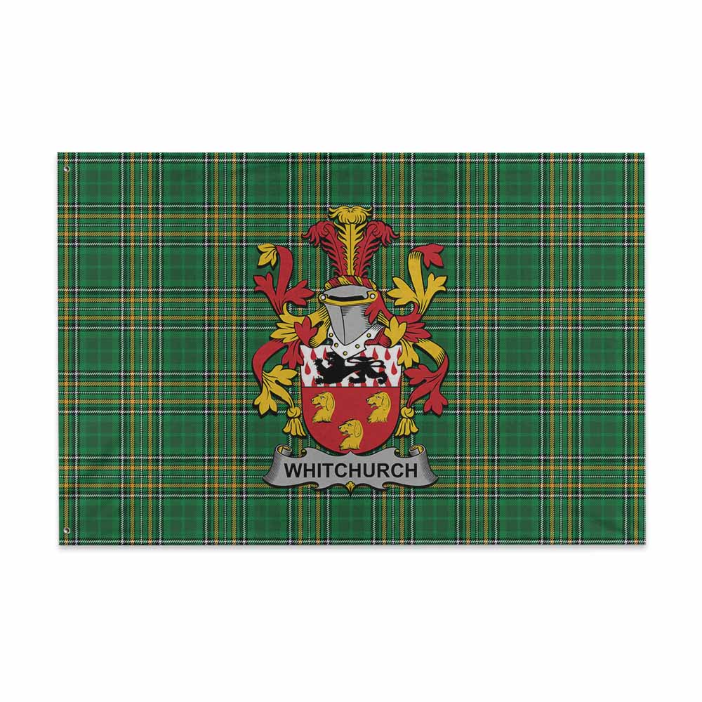 Tartan Vibes Clothing Whitchurch Irish Clan Tartan House Flag with Coat of Arms