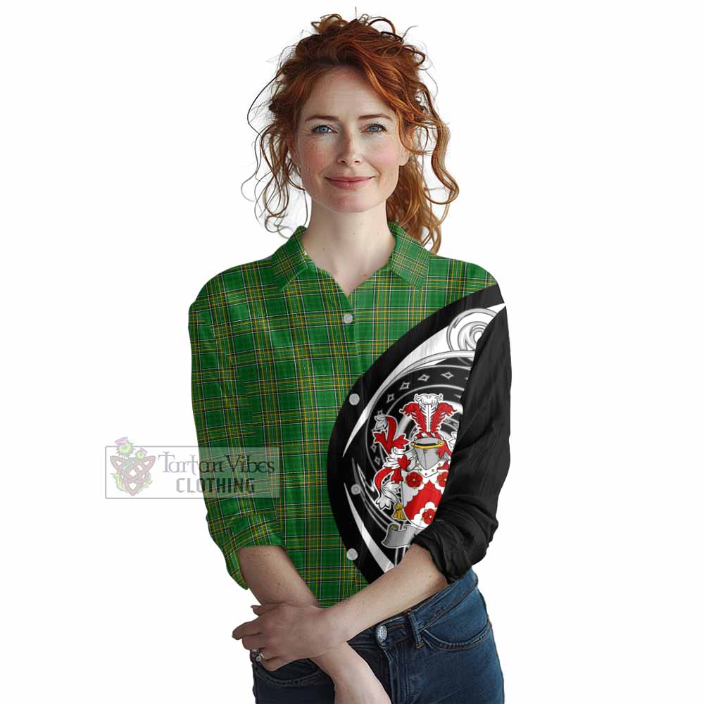 Tartan Vibes Clothing White Irish Clan Women's Casual Shirt Celtic Circle Style