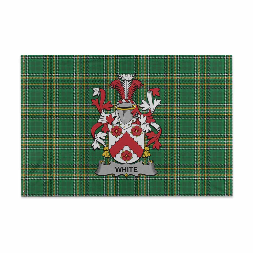 Tartan Vibes Clothing White Irish Clan Tartan House Flag with Coat of Arms