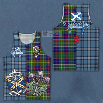 Whitefoord Tartan Men's Tank Top Happy St. Andrew's Day Half Tartan Style Men - Tartan Vibes Clothing