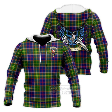 Whitefoord Tartan Knitted Hoodie with Family Crest Celtic Skull Style Unisex Knitted Pullover Hoodie - Tartan Vibes Clothing