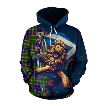 Whitefoord Tartan Family Crest Cotton Hoodie with Scottish Majestic Lion Pullover Hoodie XS - Tartan Vibes Clothing