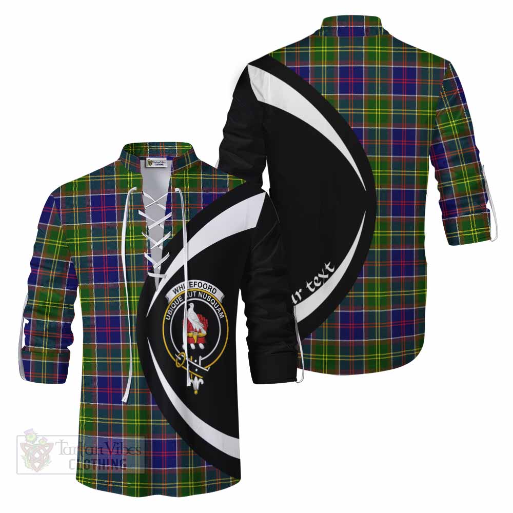 Whitefoord Tartan Ghillie Kilt Shirt with Family Crest Circle Style Men - Tartan Vibes Clothing
