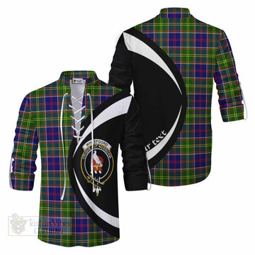 Whitefoord Tartan Ghillie Kilt Shirt with Family Crest Circle Style Men - Tartan Vibes Clothing