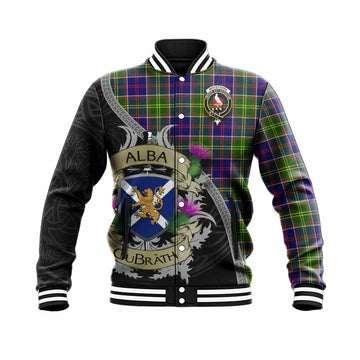 Whitefoord Tartan Family Crest Baseball Jacket Lion Rampant Royal Thistle Shield Celtic Inspired Unisex - Tartan Vibes Clothing