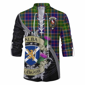 Whitefoord Tartan Family Crest Ghillie Kilt Shirt Lion Rampant Royal Thistle Shield Celtic Inspired Men - Tartan Vibes Clothing