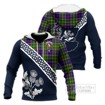 Whitefoord Tartan Knitted Hoodie Featuring Thistle and Scotland Map Unisex Knitted Pullover Hoodie - Tartan Vibes Clothing