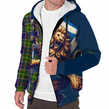 Whitefoord Tartan Family Crest Sherpa Hoodie with Scottish Majestic Lion Unisex S - Tartan Vibes Clothing