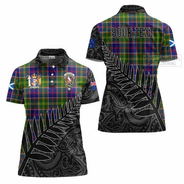 Whitefoord Crest Tartan Women's Polo Shirt with New Zealand Silver Fern Half Style Women - Tartan Vibes Clothing