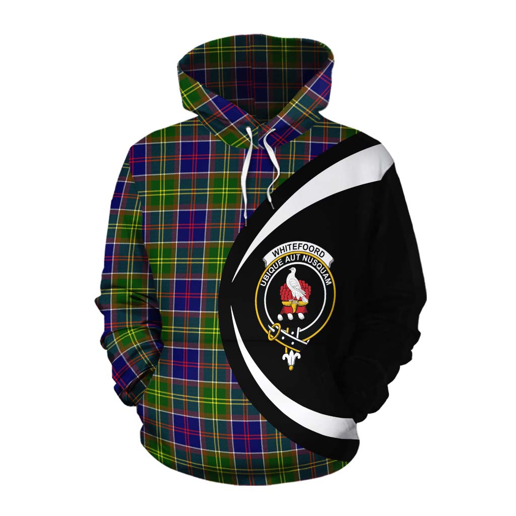 Whitefoord Tartan Cotton Hoodie with Family Crest Circle Style Pullover Hoodie XS - Tartan Vibes Clothing