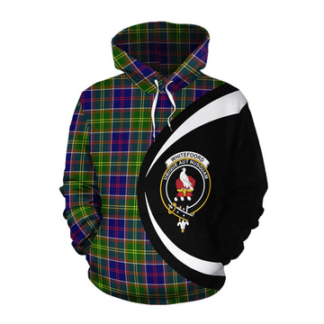 Whitefoord Tartan Cotton Hoodie with Family Crest Circle Style Pullover Hoodie XS - Tartan Vibes Clothing