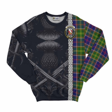 Whitefoord Tartan Sweatshirt with Family Crest Cross Sword Thistle Celtic Vibes Unisex - Tartan Vibes Clothing