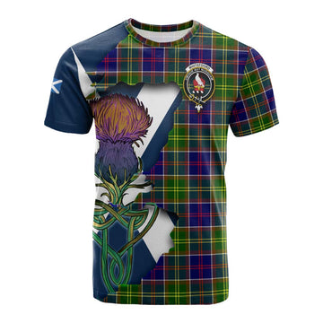 Tartan Vibes Clothing Whitefoord Tartan Family Crest Cotton T-shirt Scottish Thistle Celtic Inspired