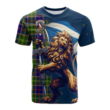 Whitefoord Tartan Family Crest Cotton T-shirt with Scottish Majestic Lion Kid's Shirt - Tartan Vibes Clothing