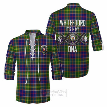Whitefoord Tartan Ghillie Kilt Shirt with Family Crest DNA In Me Style Men - Tartan Vibes Clothing