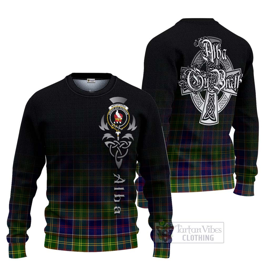 Whitefoord Tartan Ugly Sweater Featuring Alba Gu Brath Family Crest Celtic Inspired Unisex - Tartan Vibes Clothing