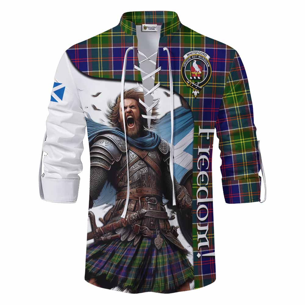 Tartan Vibes Clothing Whitefoord Crest Tartan Ghillie Kilt Shirt Inspired by the Freedom of Scottish Warrior