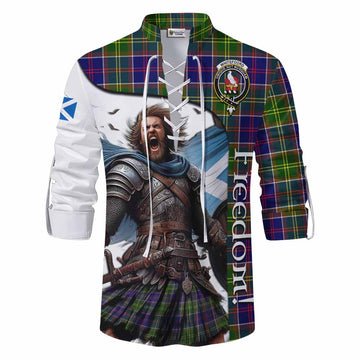 Tartan Vibes Clothing Whitefoord Crest Tartan Ghillie Kilt Shirt Inspired by the Freedom of Scottish Warrior